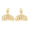 Rack Plating Brass Micro Pave Clear Cubic Zirconia Pendants, Long-Lasting Plated, Lead Free & Cadmium Free, Fishtail, with Jump Ring, Real 18K Gold Plated, 14.5x15x6mm, Hole: 3.5mm