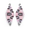 MIYUKI & TOHO Handmade Japanese Seed Beads Links, Loom Pattern, Rhombus, Pearl Pink, 40~41.5x16~16.7x1.7~1.8mm, Hole: 1.4~1.5mm