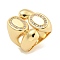 Brass Clear Cubic Zirconia Adjustable Rings, Finger Rings for Women, Cadmium Free & Lead Free, Real 16K Gold Plated, Inner Diameter: 16mm