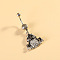 316L Surgical Stainless Steel Pave Cubic Zirconia Enamel Dangle Curved Barbell Belly Rings, Stainless Steel Color, Frog, Bar Length: 3/8