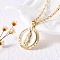 Flat Round with Virgin Mary Brass Micro Pave Cubic Zirconia Pendant Necklaces, with Shell Pearl , Real 18K Gold Plated, 17.44 inch(44.3cm), Pendant: 24.5x22x3mm