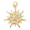 Brass Micro Pave Clear Cubic Zirconia Pendants, with Jump Ring, Flower, Real 18K Gold Plated, 22x20x3mm, Hole: 3mm