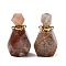 Natural Cherry Blossom Agate Perfume Bottle Pendants, Faceted Gems Bottle Charms with 304 Stainless Steel Findings, Golden, 35~35.5x20~20.5x13.5~14mm, Hole: 1.8mm