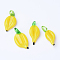 Handmade Lampwork Pendants, Banana, Yellow, 25~35x9~15x4.5~6mm, Hole: 2~5mm