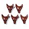 Natural Red Jasper Pendants, Top Drilled Beads, with Black Onyx Eye, Wolf Head, 30.5x23.5x11.5~13mm, Hole: 2mm