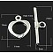 925 Sterling Silver Toggle Clasps, Ring: 13x11mm,  Bar: 21x6mm, Hole: 1mm