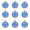 Alloy Enamel Charms, Flat Round with Smiling Face, Royal Blue, 14.5x12x1.5mm, Hole: 1.5mm