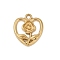 304 Stainless Steel Pendants, Heart with Rose Charm, Real 18K Gold Plated, 18.5x16.5x2.5mm, Hole: 1.8mm