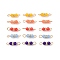 Natural Dyed Malaysia Jade Connector Charms, with Brass Grade A Rhinestone Spacer Beads and 304 Stainless Steel Eye Pins, Column Links, Mixed Color, 18.5x4.6mm, Hole: 2 and 2.7mm