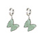 Stainless Steel Dangle Hoop Earrings, Butterfly, Stainless Steel Color, 32.5x19.5mm