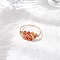 Natural Carnelian Beads with Solid Round Brass Beads and Eco-Friendly Copper Wire Rings, 8mm, US Size 9(18.9mm)