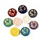Glass Beads, Flat Round with Flower, Golden Metal Enlaced, Mixed Color, 17.5x4.5~5mm, Hole: 0.9~1mm