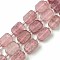 Natural Strawberry Quartz Beads Strands, with Seed Beads, Rectangle, 11.5~12.5x7.5~10x5~6.5mm, Hole: 0.8~0.9mm, about 13pcs/strand, 7.68~8.07 inch(19.5~20.5cm)