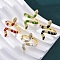 Brass Micro Pave Clear Cubic Zirconia Cuff Rings for Women, Snake, with Enamel, Rack Plating, Cadmium Free & Lead Free, Lasting Plated, Real 18K Gold Plated, Mixed Color, Inner Diameter: 18.3mm
