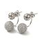 Rack Plating Brass Micro Pave Cubic Zirconia Ball Stud Earrings for Women, Long-Lasting Plated, Lead Free & Cadmium Free, Platinum, 10.5x10mm
