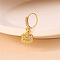 Halloween Theme Pumpkin Brass Micro Pave Clear Cubic Zirconia Hoop Nose Rings with Charms, Golden, Inner Diameter: 8mm