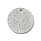 Non-Tarnish 304 Stainless Steel Pendants, Textured, Flat Round, Stainless Steel Color, 12x1mm, Hole: 1mm
