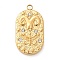 304 Stainless Steel Pendants, with Rhinestone, Oval with Constellation Charm, Real 18K Gold Plated, Aries, 25x13x3mm, Hole: 1.8mm