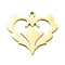 304 Stainless Steel Pendants, Laser Cut, Heart Charm, Golden, 22x23.5x1mm, Hole: 1.5mm