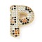 Brass Micro Pave Cubic Zirconia Pendants, Long-Lasting Plated, Rack Plating, Letter Charms, Real 18K Gold Plated, Letter P, 23.5x17.5x7mm, Hole: 5.2x3mm