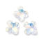 Electroplated Glass Pendants, Back Plated, Faceted, Clover Charms, Alice Blue, 14x14x6mm, Hole: 1.2mm