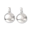 Brass Charms, Cadmium Free & Nickel Free & Lead Free, Flat Round Charm, Real Platinum Plated, 14x12x5.5mm, Hole: 4x2mm
