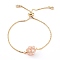 Adjustable Brass Slider Bracelets, Bolo Bracelets, with Cubic Zirconia Woven Beads, Bisque, Inner Diameter: 1/4~3-1/8 inch(0.5~8cm)