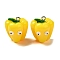 Cartoon Opaque Resin Vegetable Pendants, Funny Eye Bell Pepper Charms with Platinum Plated Iron Loops, Yellow, 22x20.5x19mm, Hole: 2mm