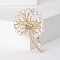 Dandelion Alloy Pave Crystal Rhinestone Brooch, with Imitation Pearl, Light Gold, 51x35mm