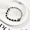 304 Stainless Steel Skull Link Bracelets, Rolo Chains Bracelets for Women Men, with Frosted Glass Beads, Antique Silver & Stainless Steel Color, 8-1/2 inch(21.5cm)