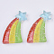 Resin Cabochons, with Glitter Powder, Meteor, Colorful, 32.5x19.5x6.5mm