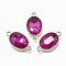 Alloy Glass Links connectors, Faceted, Oval, Platinum, Camellia, 22x12x6mm, Hole: 1.5mm