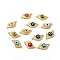 Rack Plating Real 18K Gold Plated Brass Micro Pave Clear Cubic Zirconia Connector Charms, Eye Links with Handmade Lampwork, Cadmium Free & Lead Free, Long-Lasting, Mixed Color, 15x26x4.5mm, Hole: 1.4mm