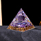 Resin Orgonite Pyramid Display Decorations, with Natural Amethyst, for Home Office Desk, 60mm