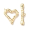 Brass Toggle Clasps, Cadmium Free & Nickel Free & Lead Free, Heart, Real 18K Gold Plated, Heart: 21x20x3.5mm, Hole: 1.6mm, Bar: 7.5x30x3.5mm, hole: 1.6mm