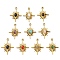 Natural & Synthetic Mixed Stone Sun Pendants, Sun Charms with Ion Plating(IP) Real 24K Gold Plated 316 Stainless Steel Findings, 26x19x3.5mm, Hole: 1.6mm