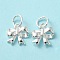 Rack Plating Brass Charms, Cadmium Free & Lead Free, Long-Lasting Plated, with Jump Ring, Bowknot Charm, Silver, 10x10x3mm, Hole: 4mm