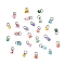 Dyed Natural Freshwater Shell Nuggets Charms, with 304 Stainless Steel Open Jump Rings, Mixed Color, Stainless Steel Color, 5.5~7.5x4.5~6.5x4.5mm, Hole: 3.5mm