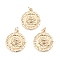 Brass Pendants, with Jump Rings, Long-Lasting Plated, Flat Round with 12 Constellation/Zodiac Sign & Sun, Real 18K Gold Plated, 21x18x4mm, Hole: 3mm