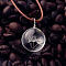 Flat Round Clear Glass Inner Dandelion Pendant Imitation Leather Cord Necklaces for Women, Platinum, 15.75 inch(40cm)