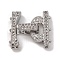 Brass Micro Pave Clear Cubic Zirconia Fold Over Clasps, Platinum, 17x17x5mm, Hole: 1.2mm