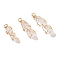 Natural Quartz Crystal Pointed Pendants, Rock Crystal Pointed Pendants, with Golden Copper Wire Findings Wrapped, Bullet, 27.5~40x7~9x7.5~9mm, Hole: 2mm