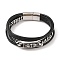 Braided Microfiber Leather Multi-strand Bracelets, Viking 304 Stainless Steel Skull Bracelets for Men, Antique Silver & Stainless Steel Color, 8-1/2x7/8 inch(21.5x2.3cm)