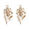 Brass Micro Pave Clear Cubic Zirconia Pendants, Long-Lasting Plated, Cadmium Free & Lead Free, Flower, Light Gold, 23x10.5x3.5mm, Hole: 1.2mm