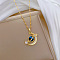 Zinc Alloy Crystal Rhinestone Pendant Necklaces, Golden, Planet, 15.75 inch(40cm)