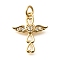 Brass Micro Pave Cubic Zirconia Pendants, Cadmium Free & Lead Free, Cross Charms, with Jump Ring, Real 18K Gold Plated, 18.5x16x2.5mm, Hole: 3mm