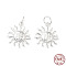 925 Sterling Silver Charms, Sun, with Jump Ring, with S925 Stamp, Silver, 14x12x2mm, Hole: 3.5mm