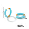 Elegant Brass Enamel Hoop Earrings, Golden, Blue, 17x3mm