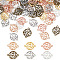 90Pcs 6 Colors Zinc Alloy Connector Charms, Flat Round with Tree of Life, Mixed Color, 21x15x1.5mm, Hole: 1.8mm, 15pcs/color