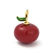 Enamel Plastic Pendants, Apple, with Brass, Cadmium Free & Lead Free, Long-Lasting Plated, Rack Plating, Real 18K Gold Plated, FireBrick, 18x13.5mm, Hole: 4x1.7mm